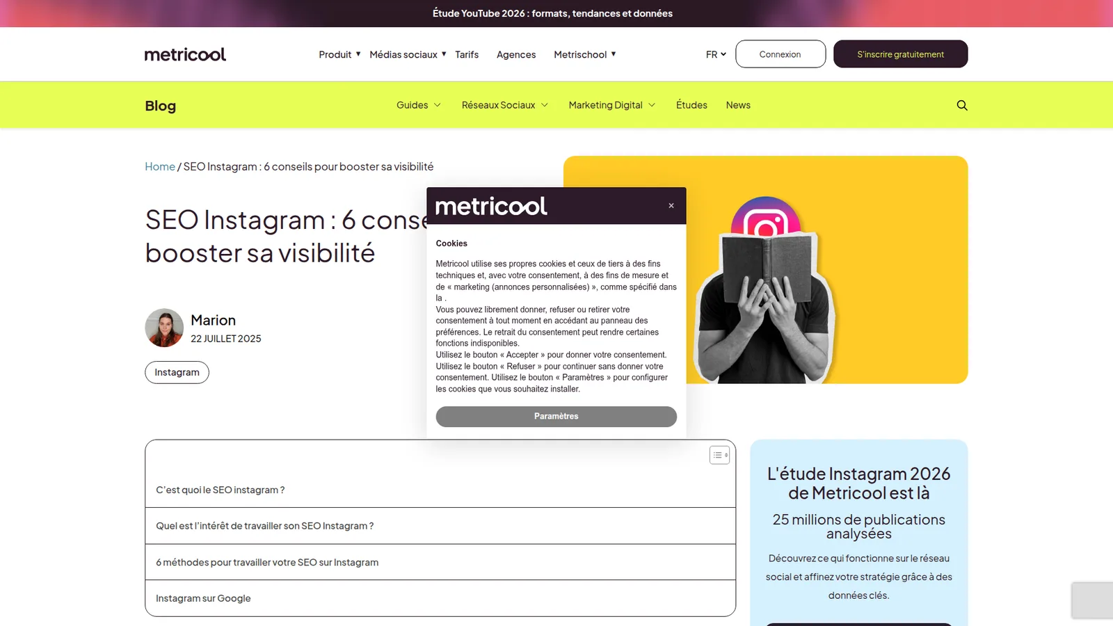 Guide Metricool sur le SEO Instagram