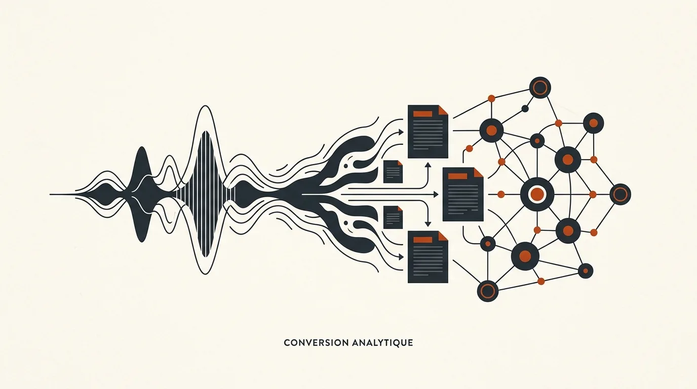 Illustration conceptuelle de la conversion de la voix en données textuelles sémantiques